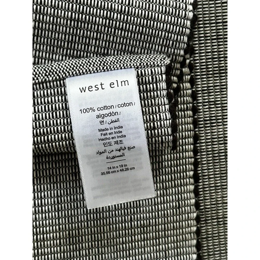 West Elm Woven Textured PlaceMats Set of 2 Black White 100% Cotton 14